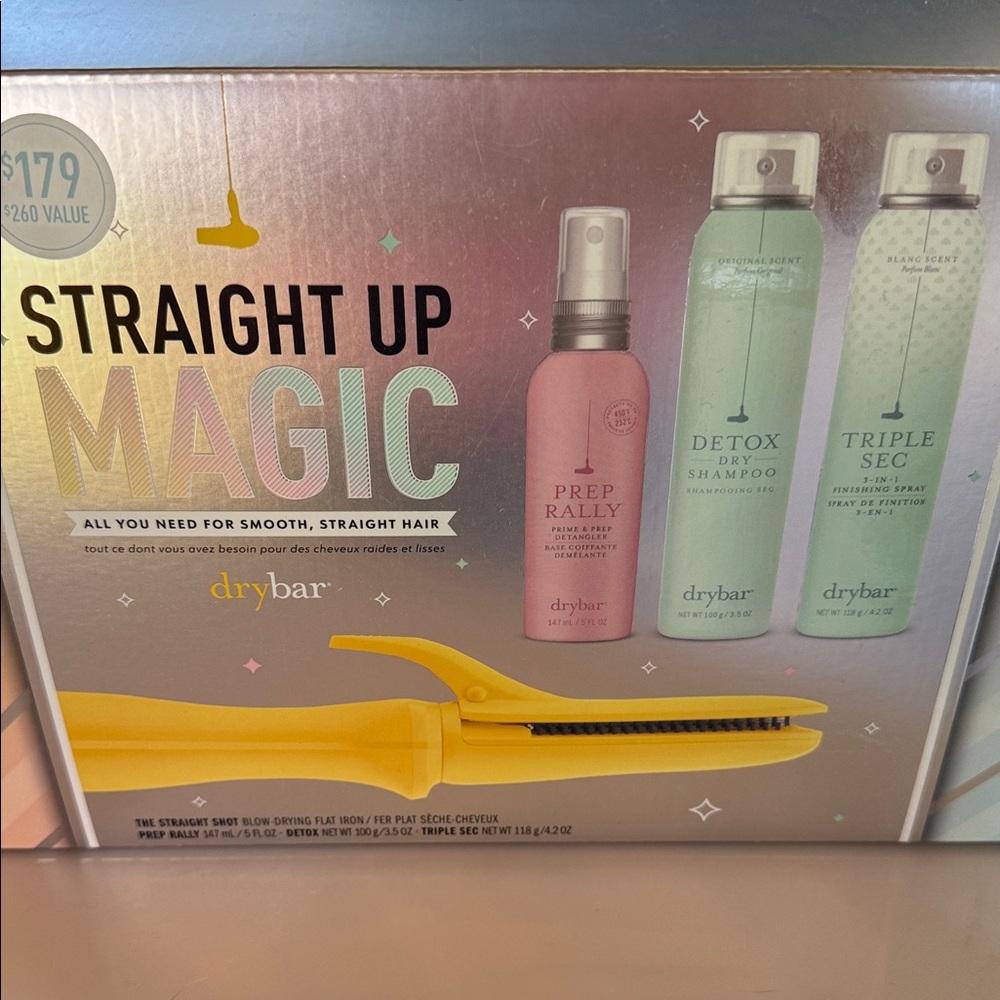 Drybar Straight Up Magic Set with Yellow, Pink, Green, and Blue Products